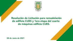 Resolución para licitación de contrucción edificio CUES